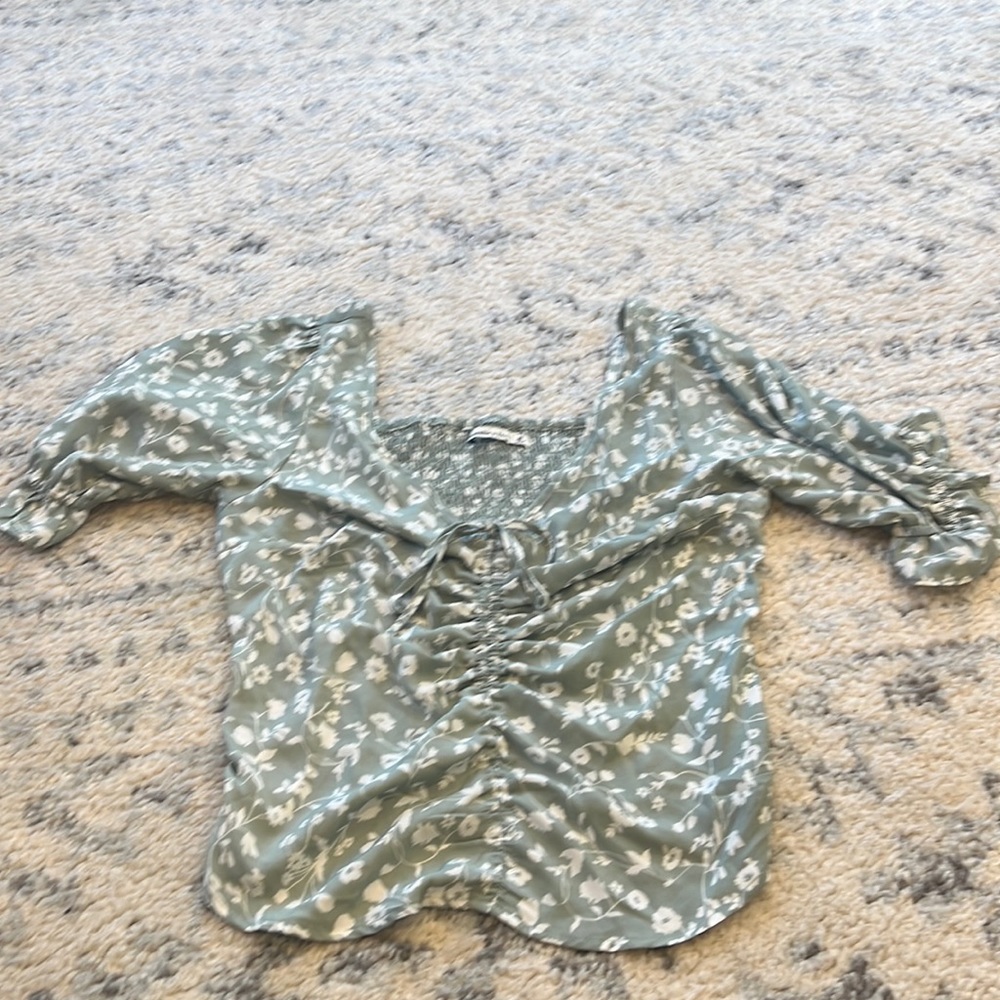 Green floral shirt